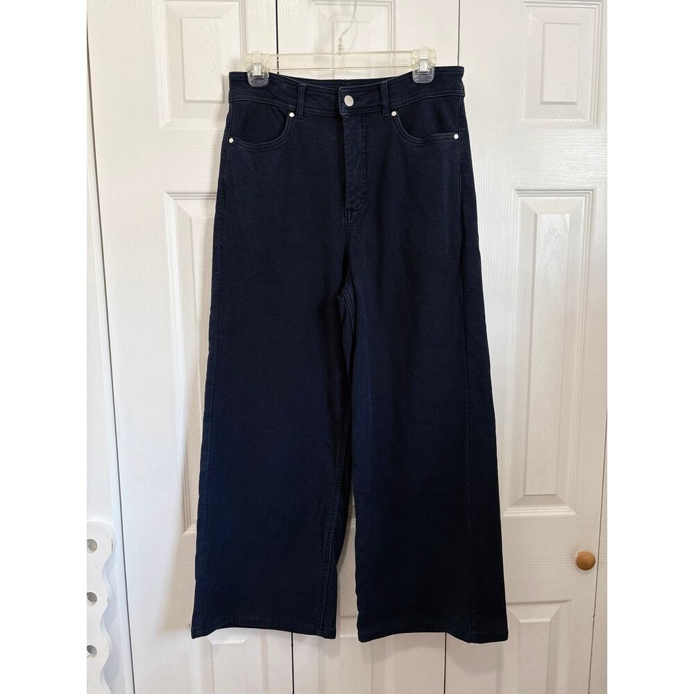 CALIA Navy Blue Cropped Wide Leg Cotton Blend Pants Size 8